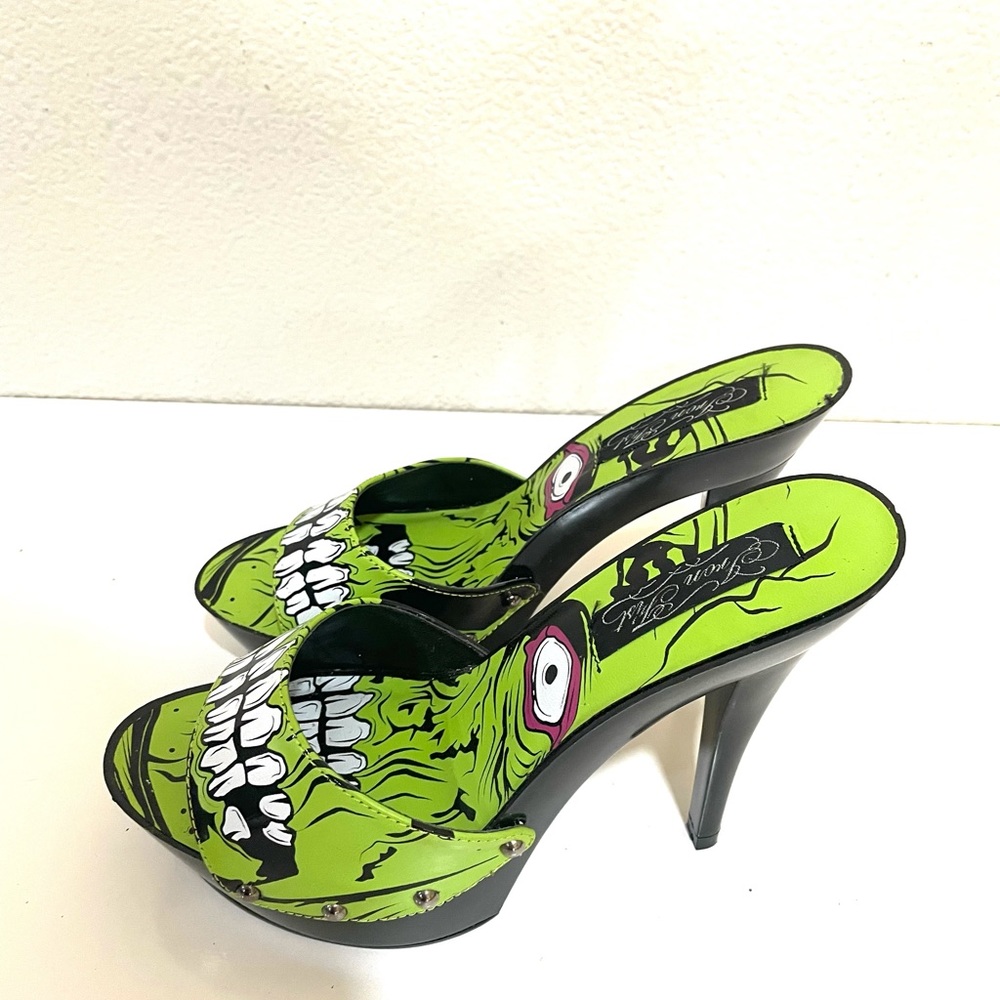 Iron Fist Green and Black Zombie Heels - Picture 7 of 13
